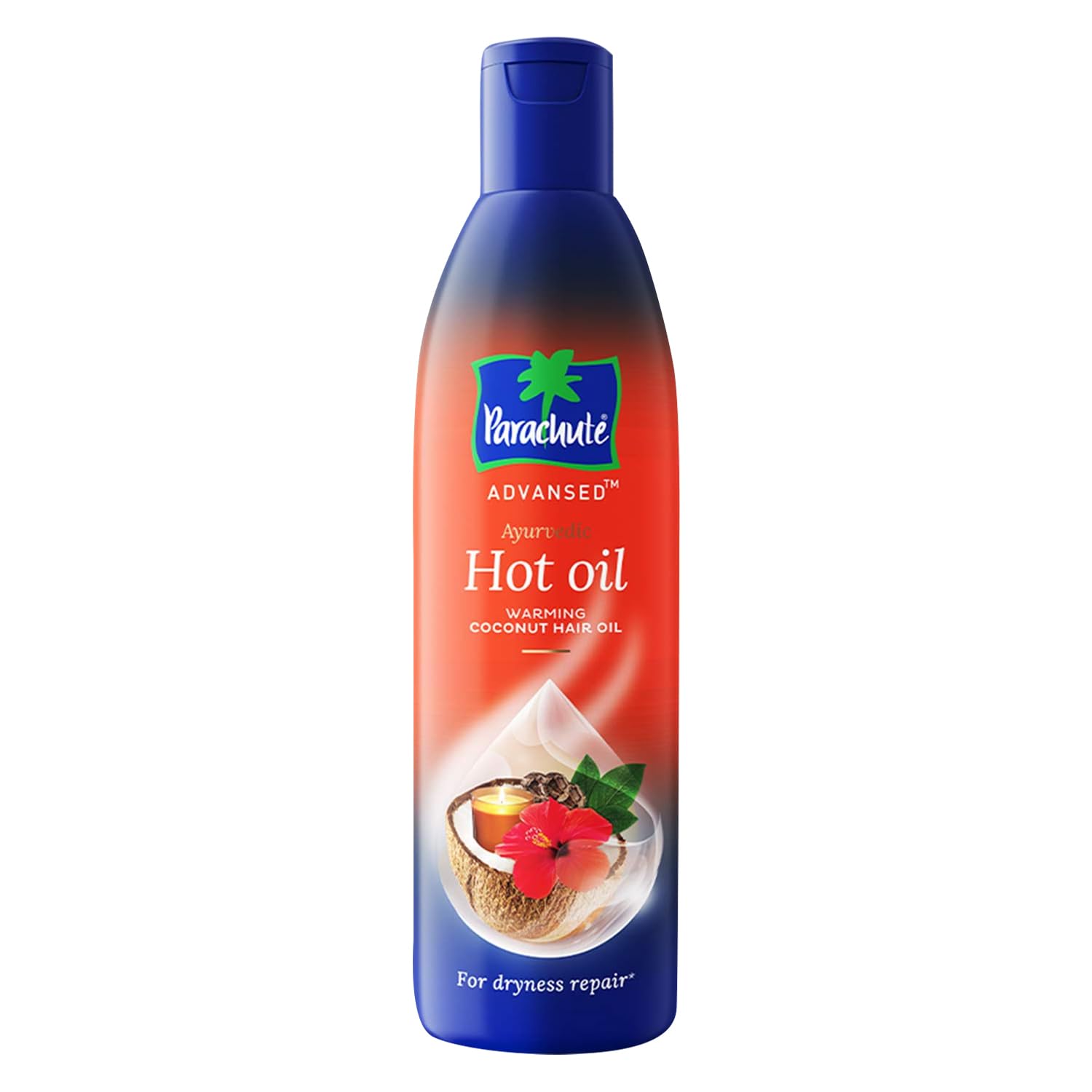 Parachute Advansed Aceite Ayurveda, vertido suave para iniciar el cuidado capilar nutritivo.