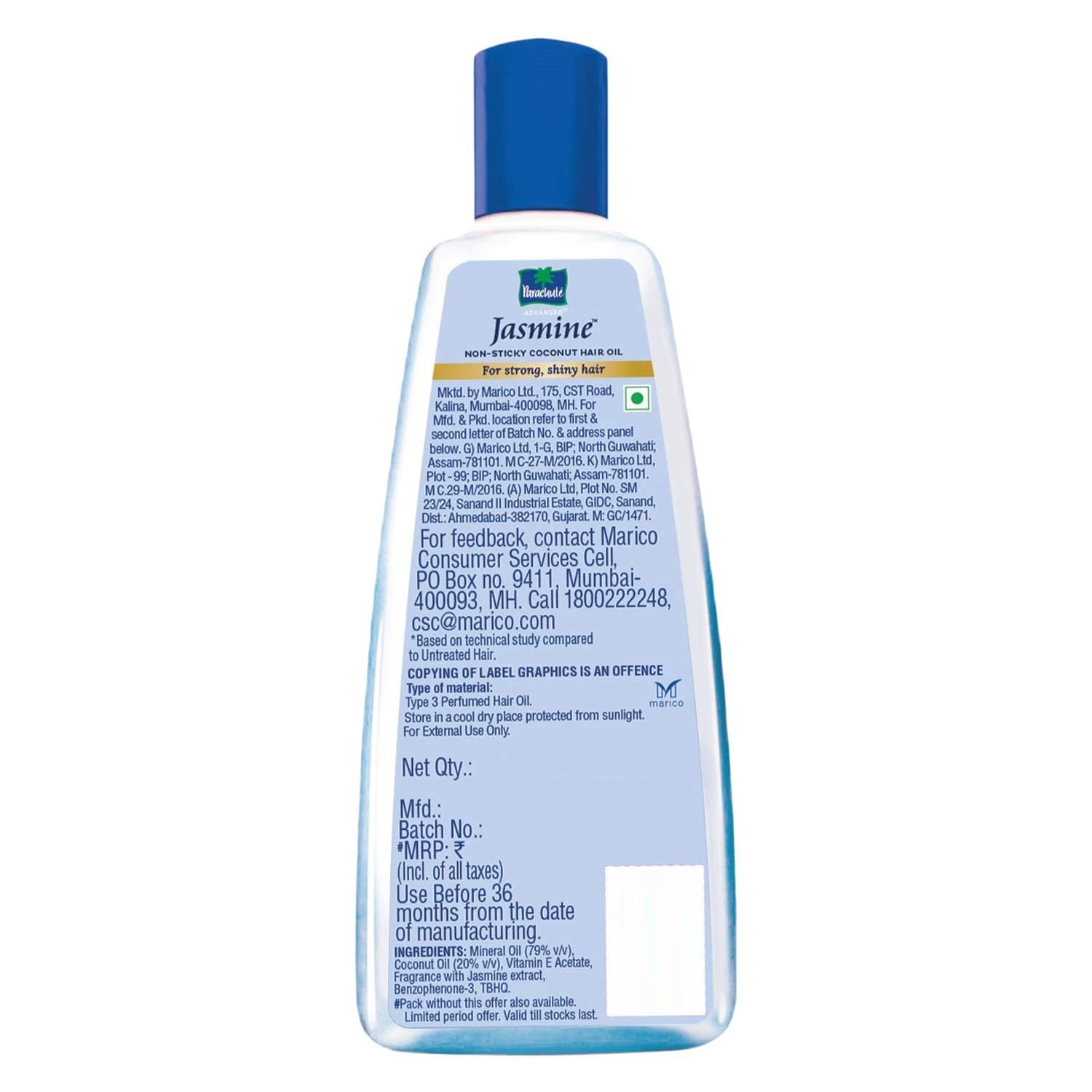 Parachute Advansed Jasmine: presentación atractiva del frasco