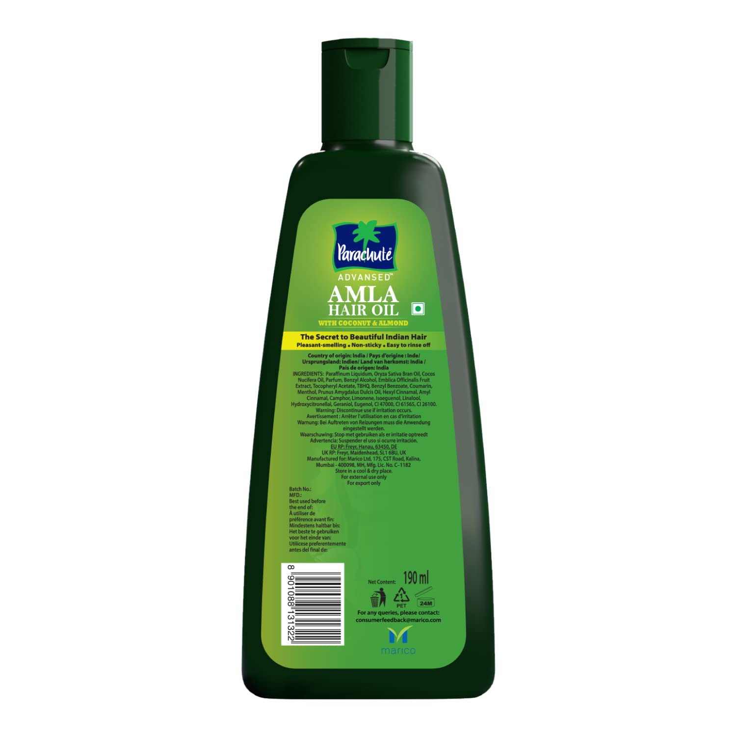 Rutina diaria de cuidado capilar con Amla Parachute Advansed.