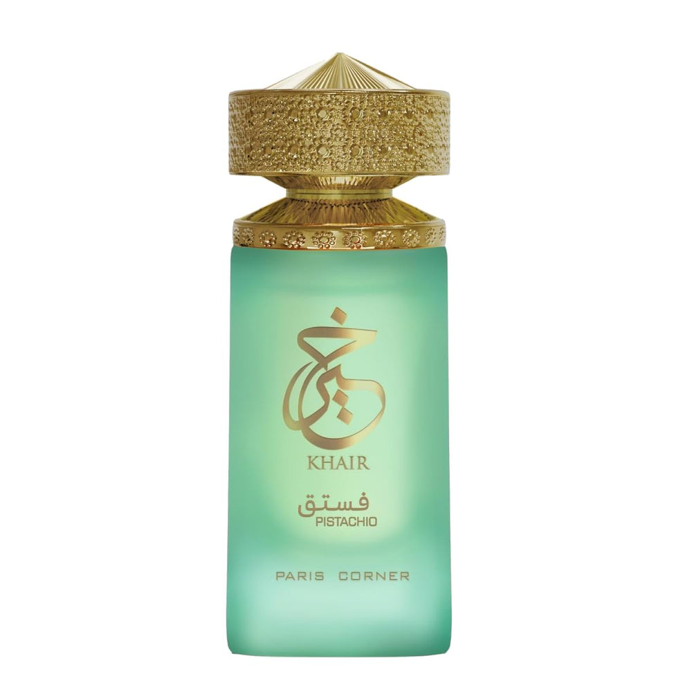 Paris Corner Pistachio Khair bottle front view for unisex wear