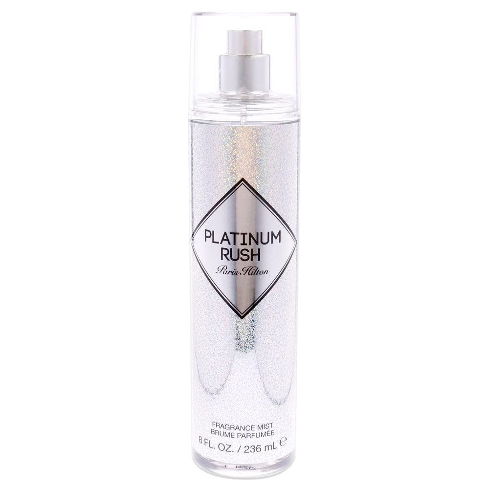 Paris Hilton Platinum Rush, frasco vertido, ideal para empezar tu ritual diario.