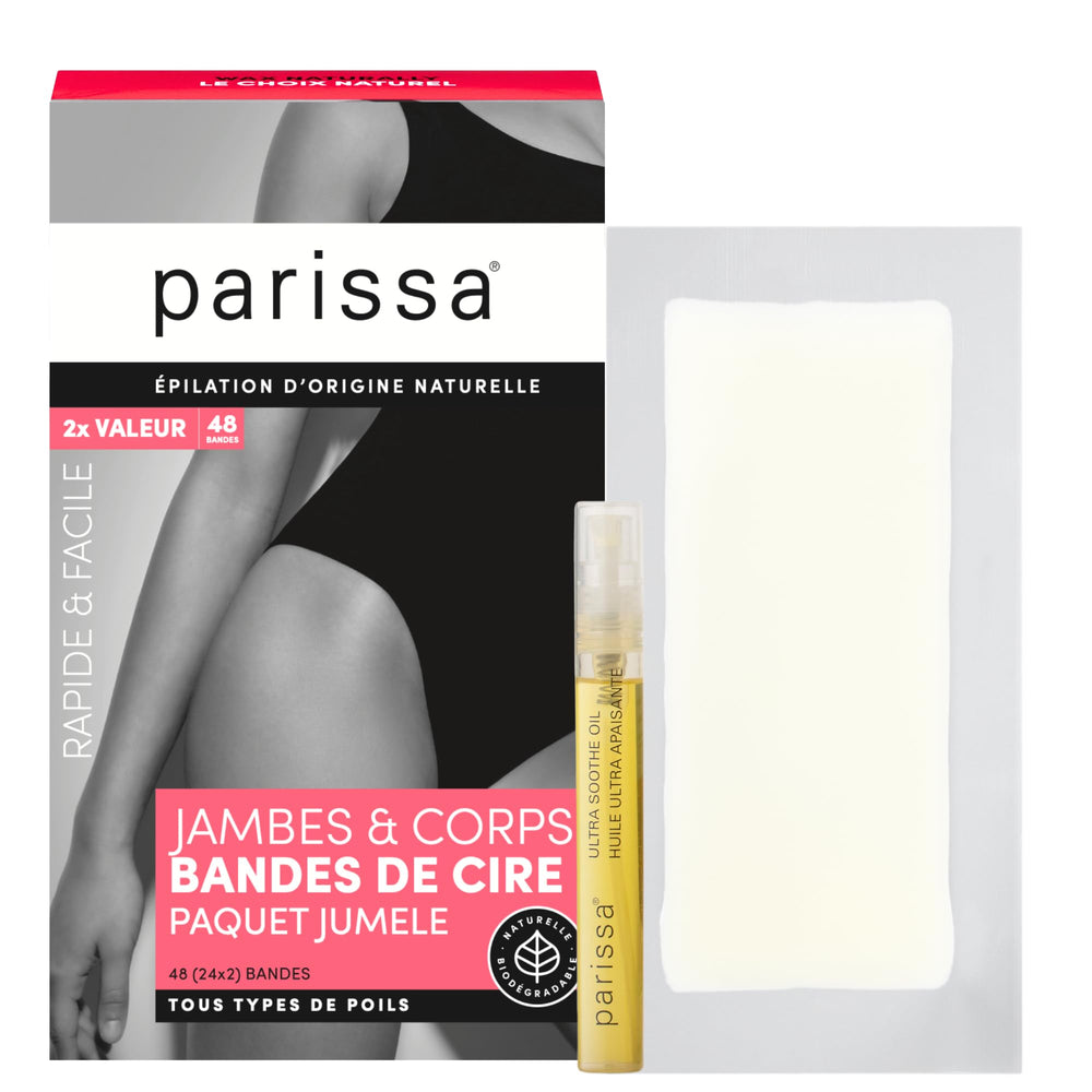 Parissa doble pack de bandas de cera natural, depilación rápida para piernas.