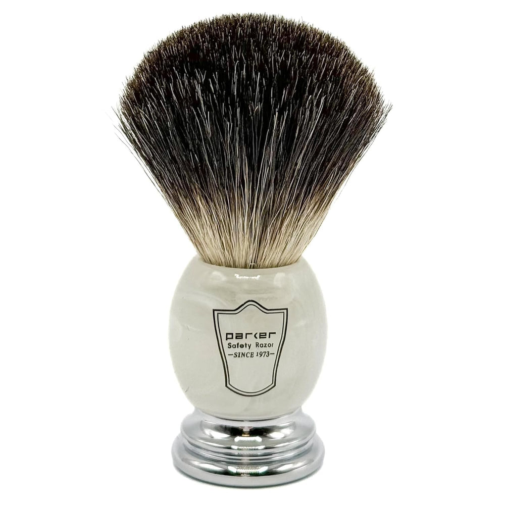 Parker brocha de afeitar con mango marfil moteado para una sensación lujosa