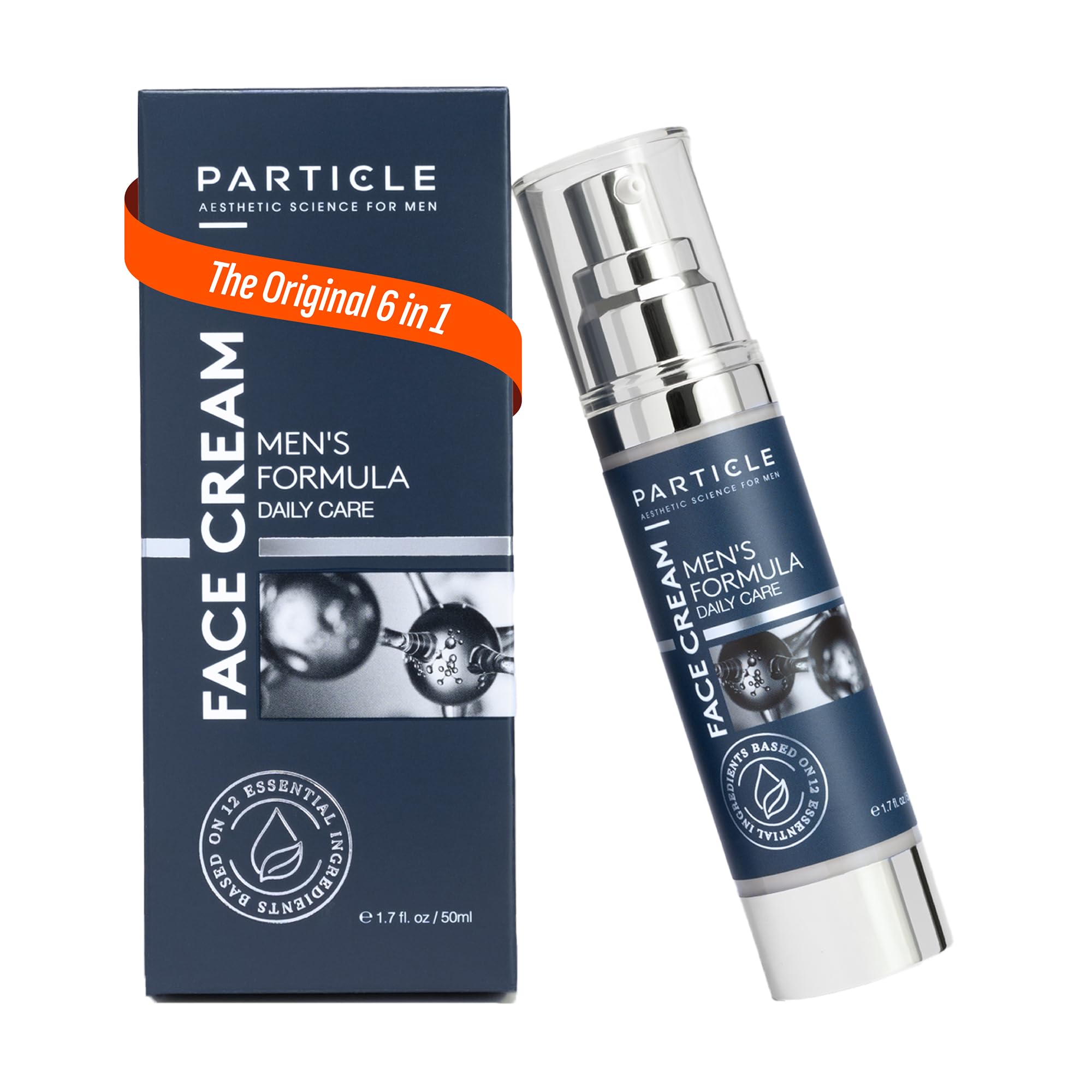 Particle crema cara hombre en bote 6 en 1 ofrece hidratación diaria.