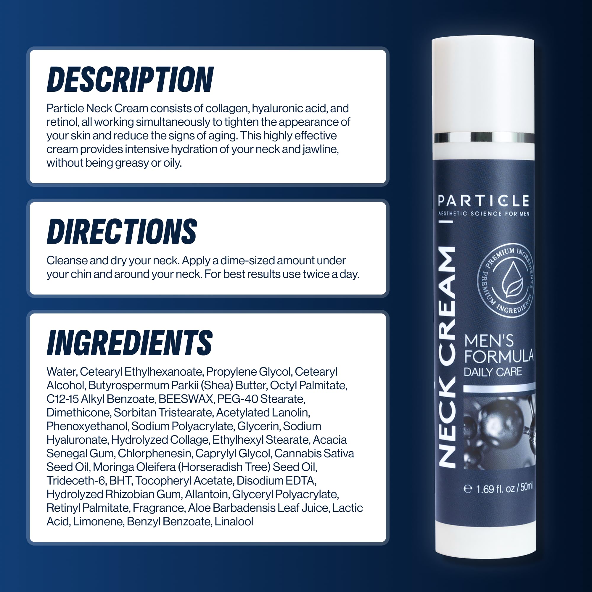 Particle Crema cuello rutina masculina, combina con otros productos Particle para cuidado integrado