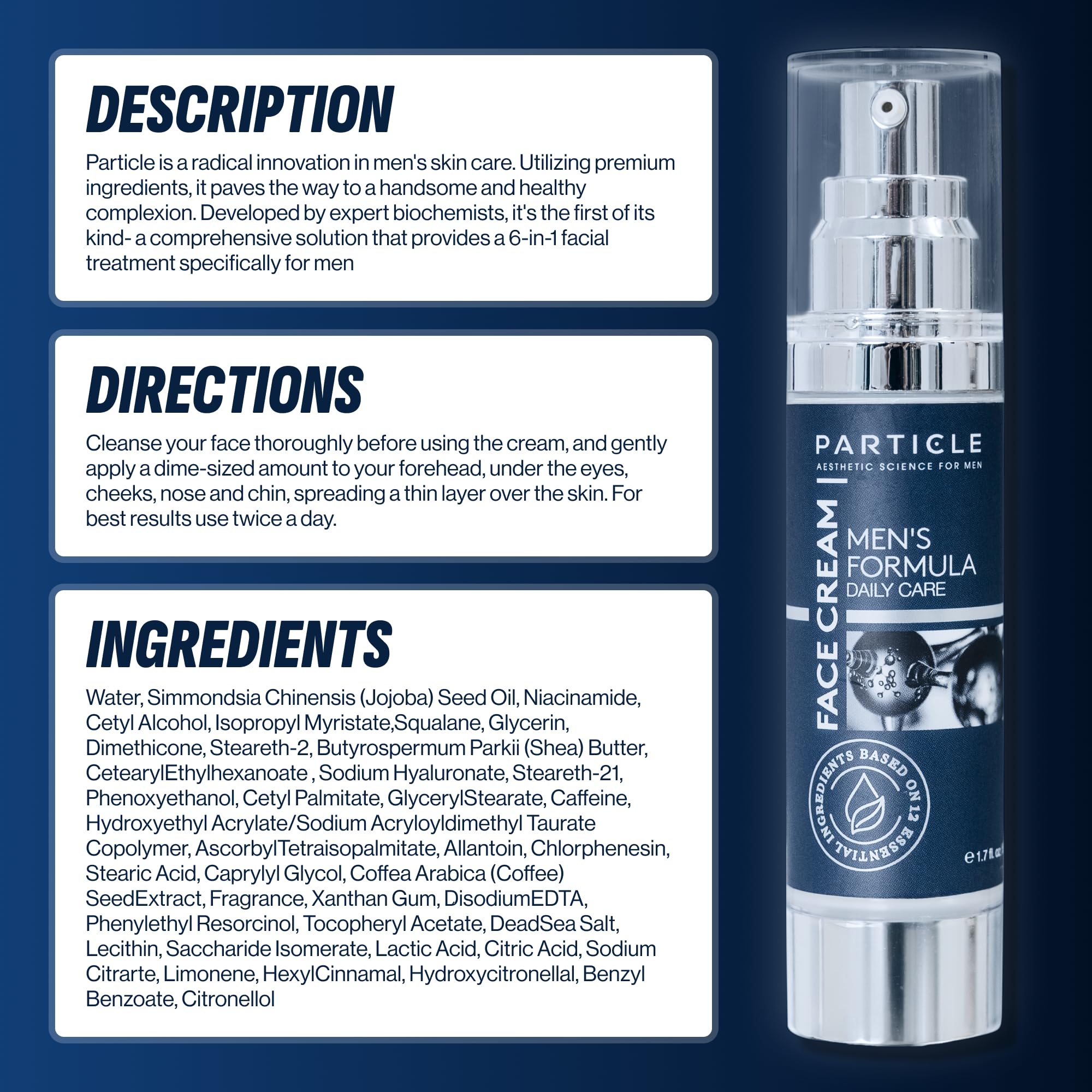 Particle crema de viaje para hombre, ideal para gym y salidas.