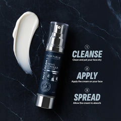 Particle crema cara hombre con textura ligera que se mezcla con otros productos.