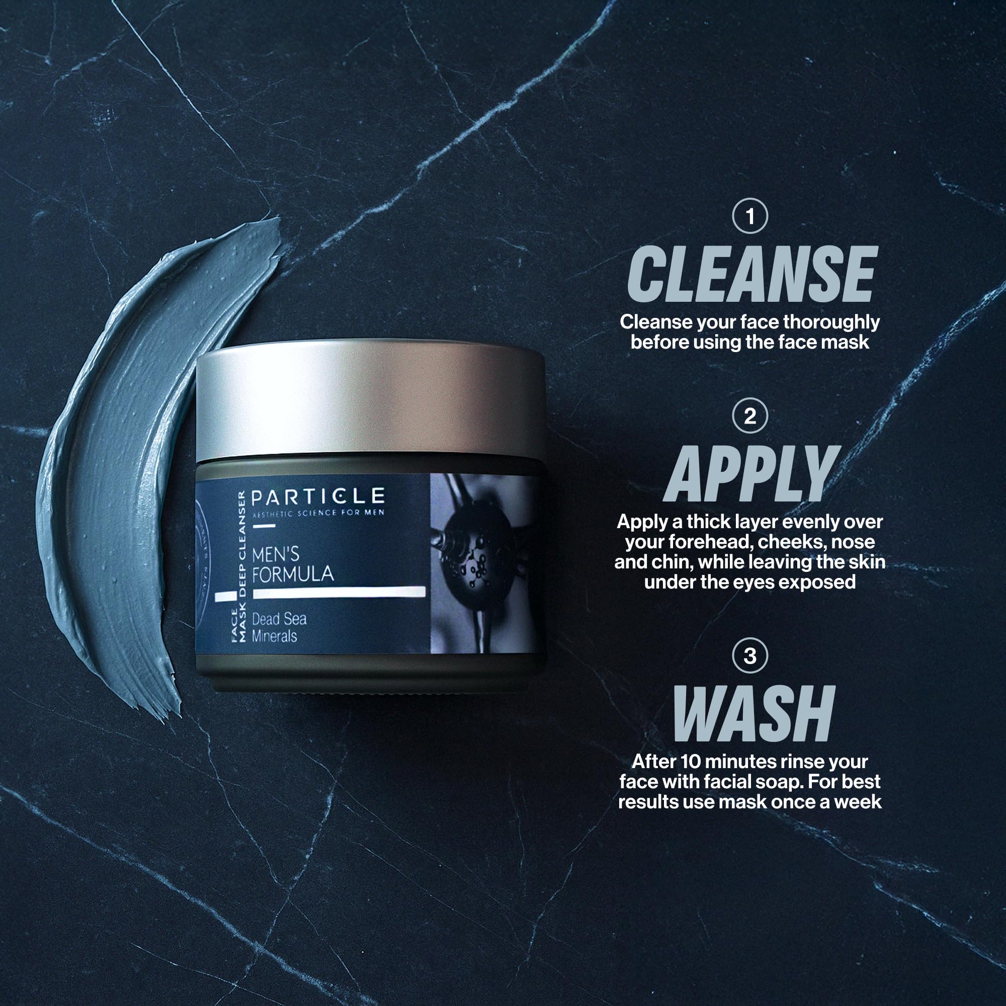 Particle Mascarilla Mineral para Hombres, experiencia de cuidado en casa, sensación relajante.