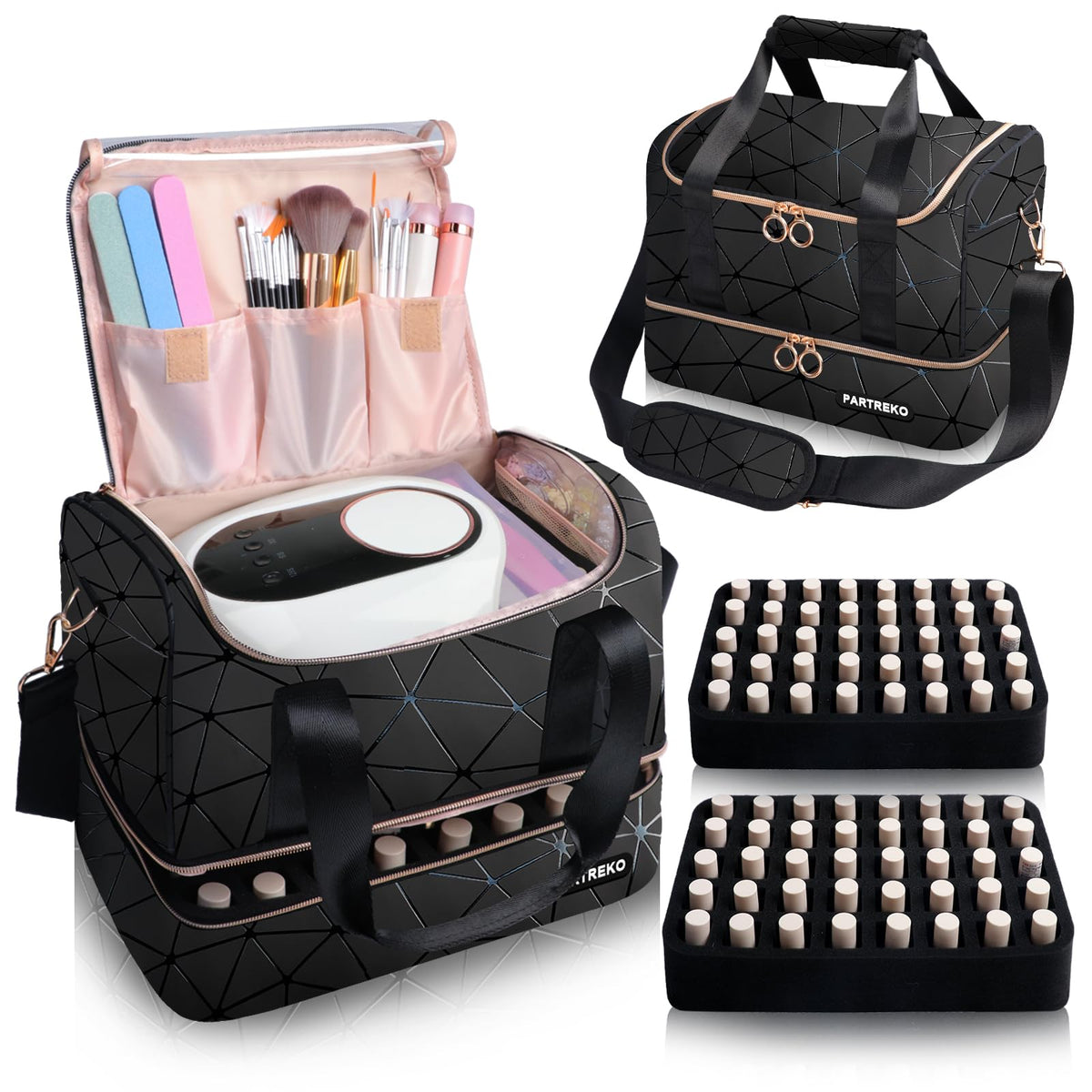 Partreko organizador de esmaltes con capacidad para 80 botellas, ideal para salón o casa.