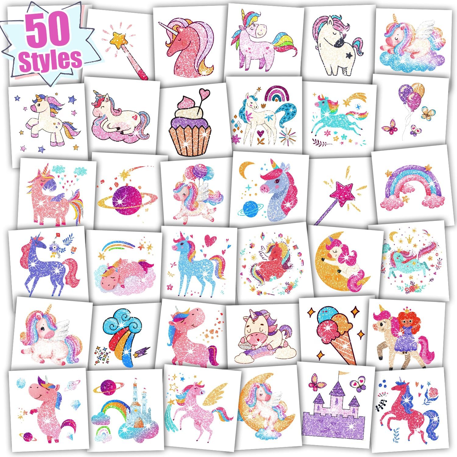 PARTYWIND tatuajes brillantes para niñas, ideales como premio divertido de fiesta