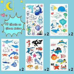 PARTYWIND tatuajes delfín luminoso, ideal para fiestas infantiles