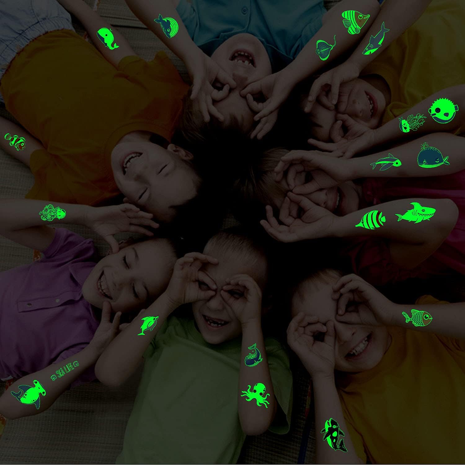 PARTYWIND tatuajes estrella marina luminosa para manualidades