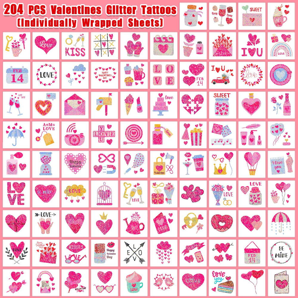 PARTYWIND 204 tatuajes brillantes de rosas para celebrar San Valentín en casa