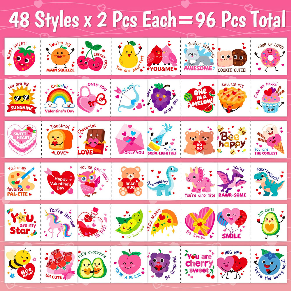 PARTYWIND tatuajes corazones y frutas, seguros para juego escolar.