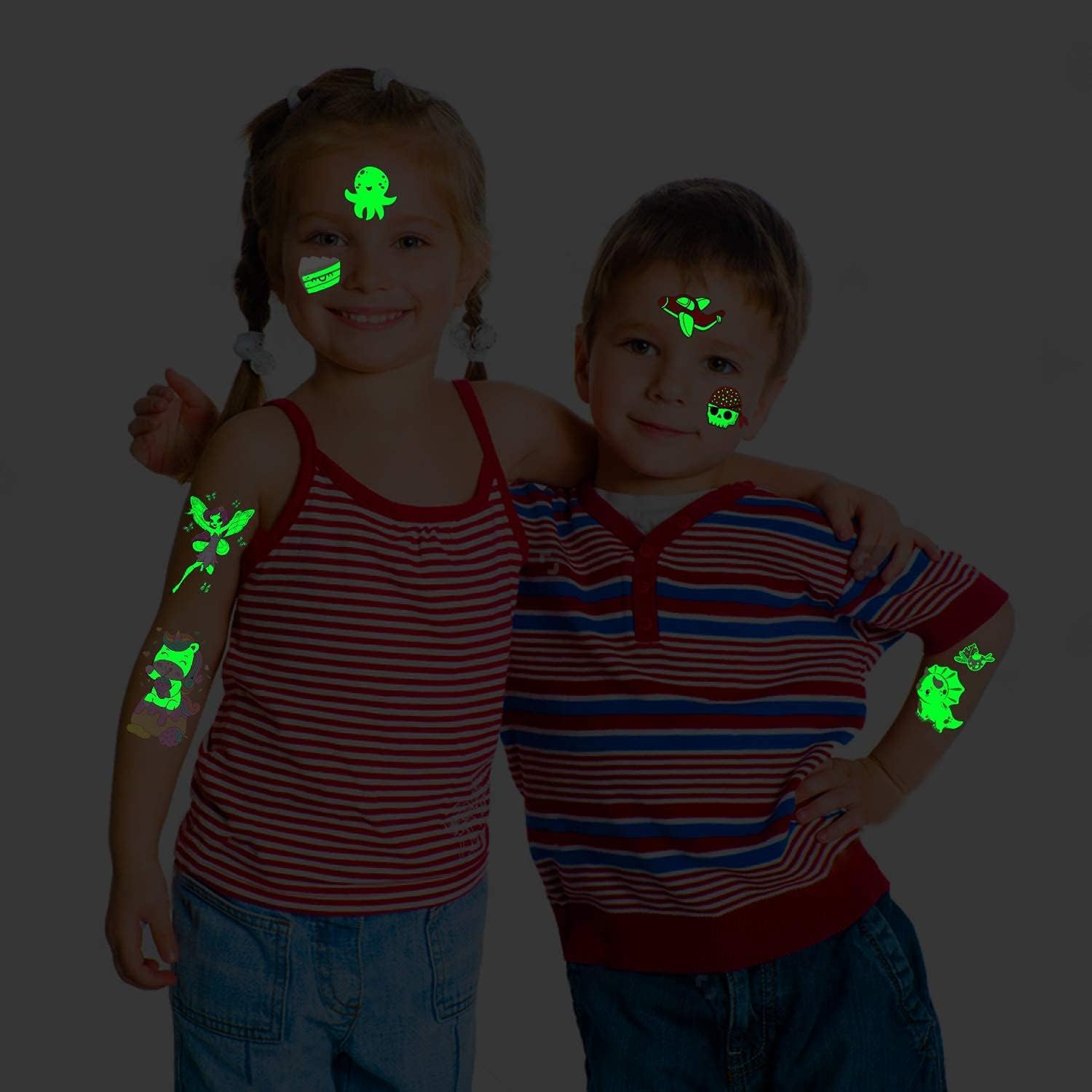 Partywind tatuajes luminosos para niños: jungla, colores vivos para la celebración