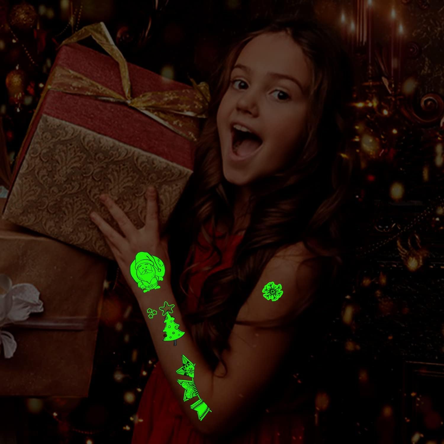 PARTYWIND Luces navideñas, tatuaje luminoso, ideal para bolsas de regalo.