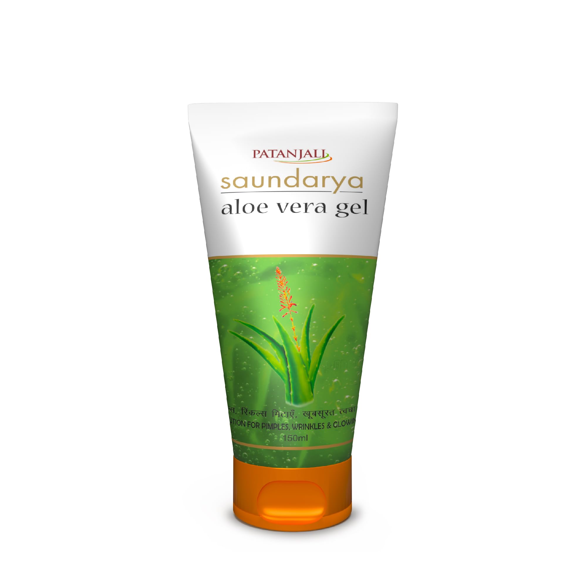Patanjali Aloe Vera Gel 150ml en envase compacto para hidratación diaria.