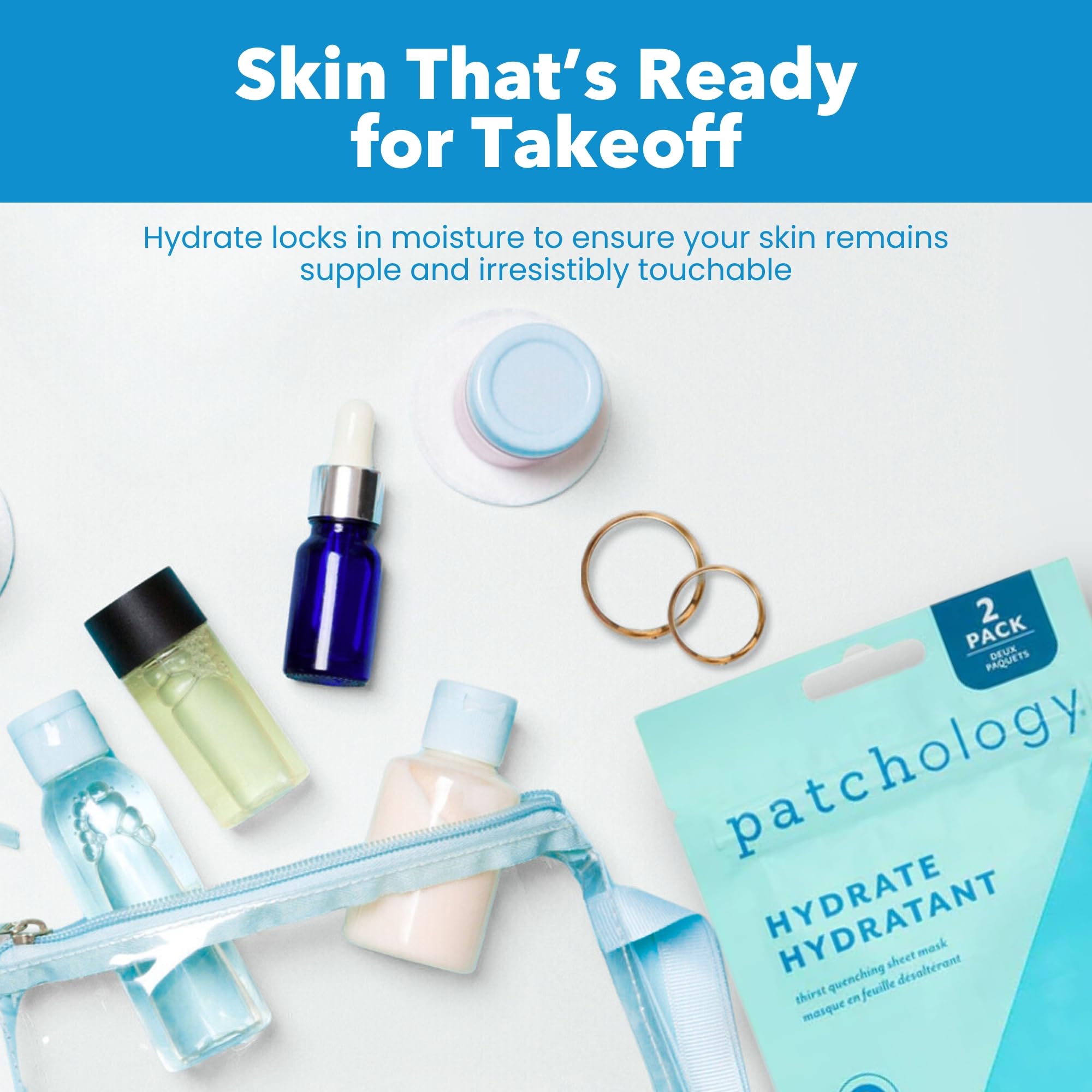 Patchology Hydrate FlashMasque: dos mascarillas en hoja listas para retocar en casa.