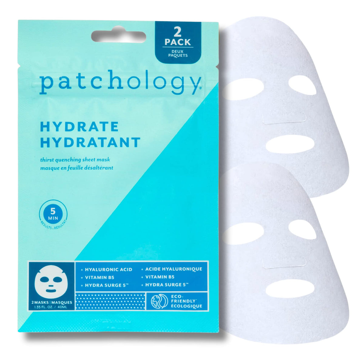 Patchology Hydrate FlashMasque: empaque sostenible que cuida el medio ambiente.