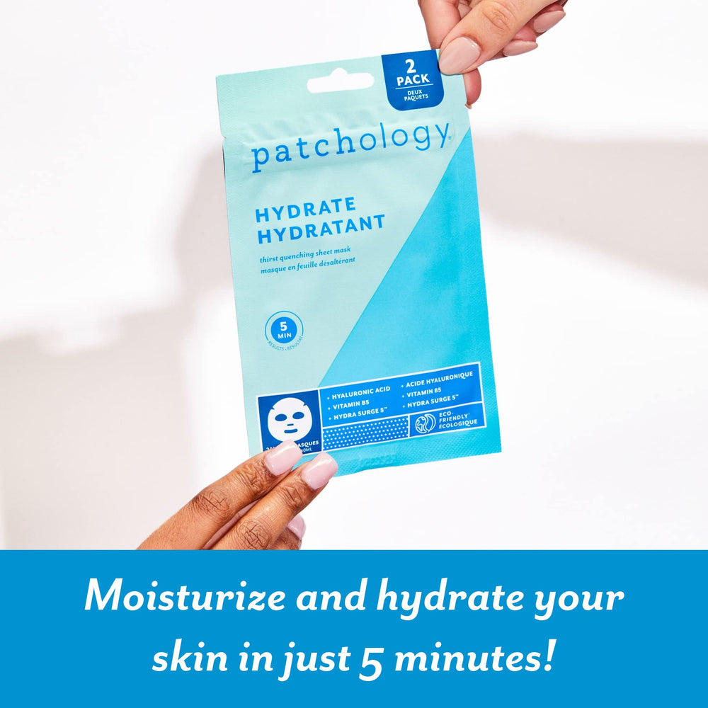 Patchology Hydrate FlashMasque: vitamina B5 para nutrición ligera de la piel.