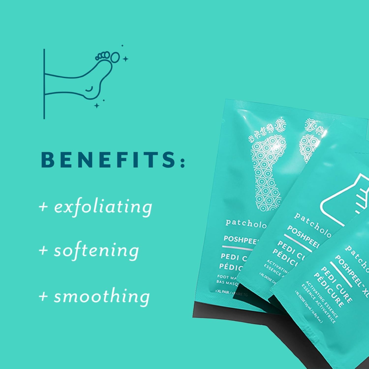 Patchology PoshPeel Pedi Cure, resultados progresivos en 3-7 días para pies más suaves
