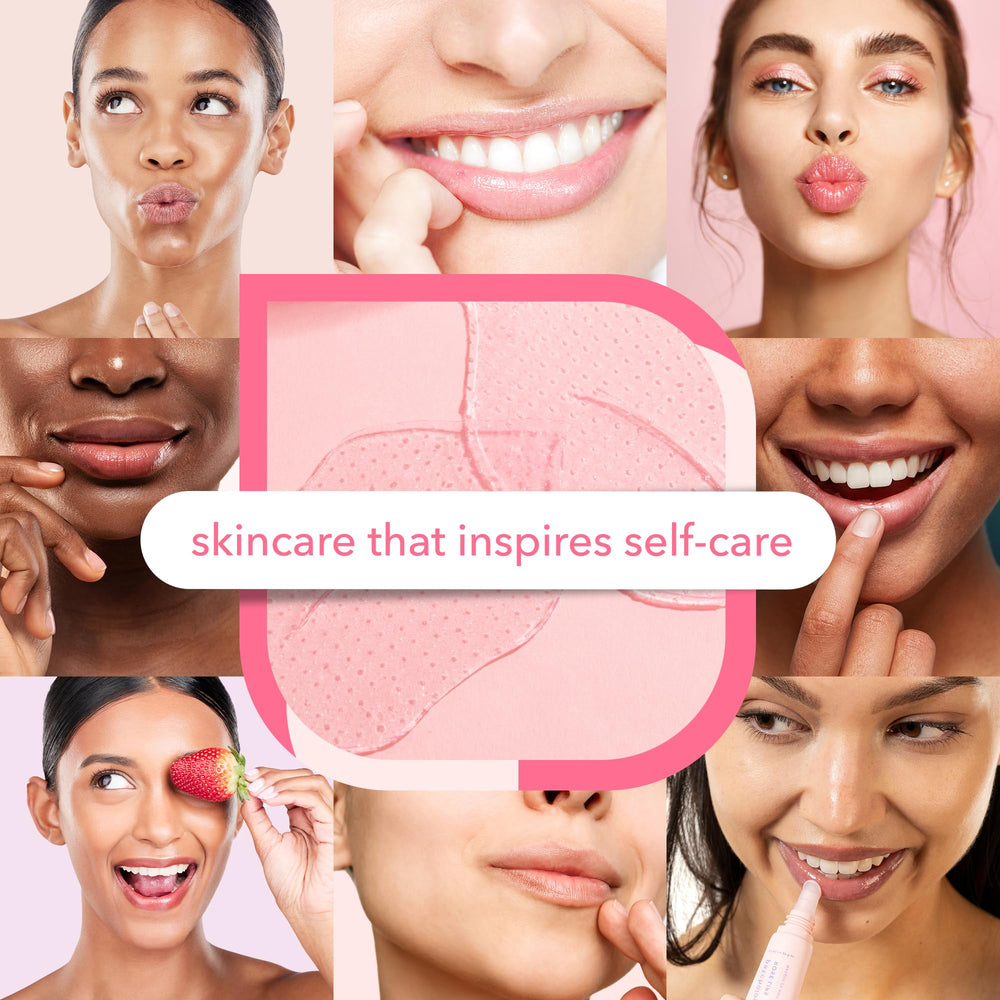 Patchology Rosé Lip Sleeping Mask, brillo rosado al despertar, labios suaves.