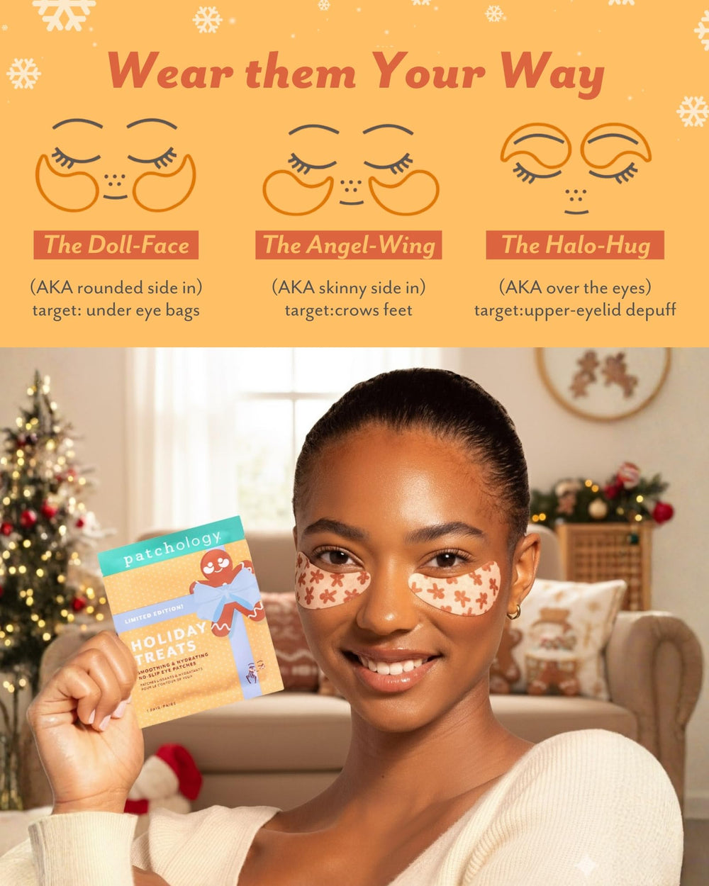 Patchology textura hidratante en la piel bajo los ojos, calma y confort.