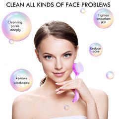 Patelai cepillo facial morado con mango acrílico ergonómico para mayor control