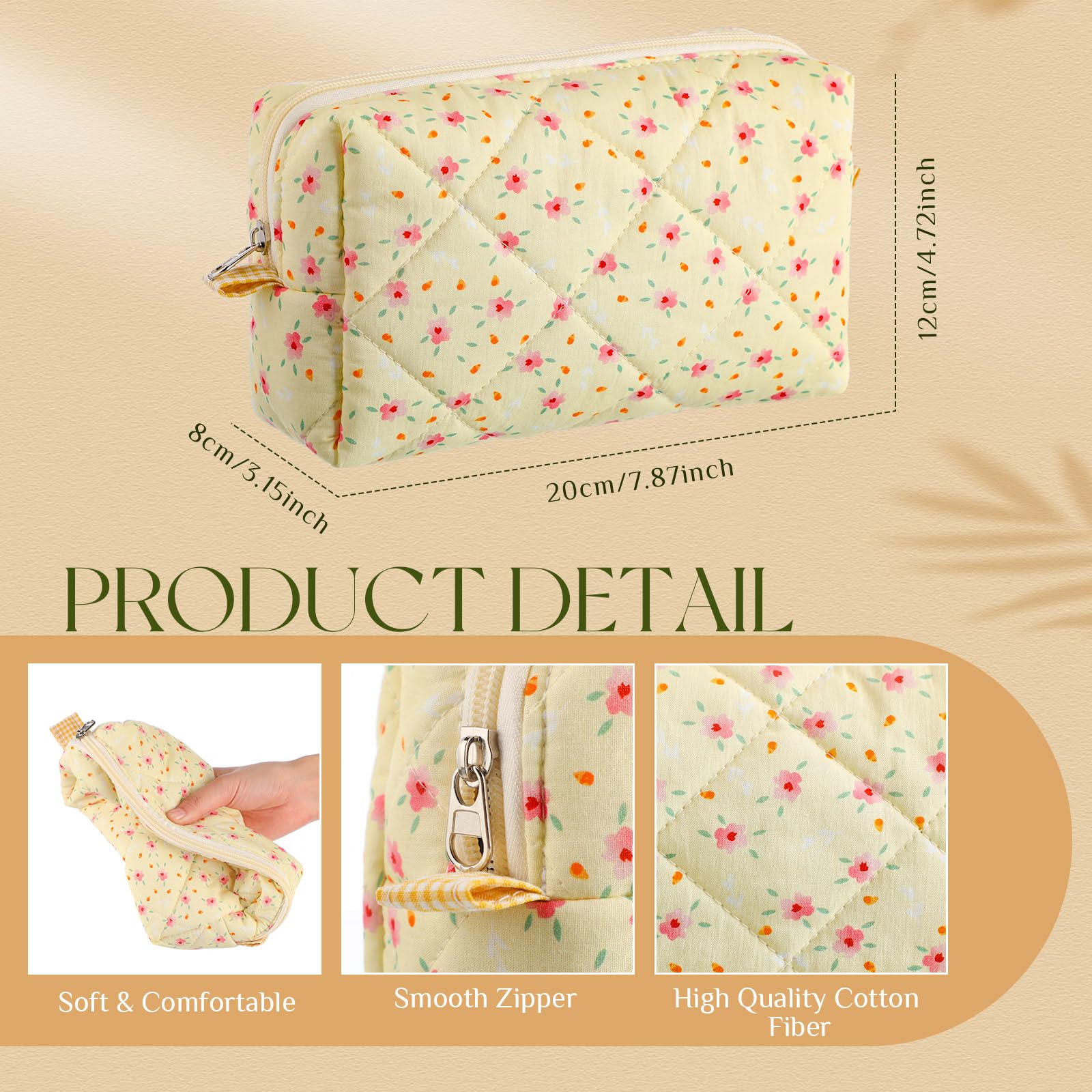 Paterr bolsa maquillaje tamaño 20x12x8 cm, amplia para cosméticos y cuidado de la piel