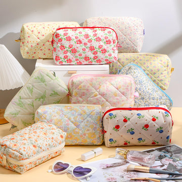 Paterr bolsas cosméticos algodón floral, durabilidad suave para uso diario