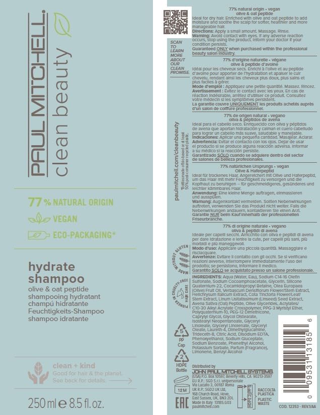 Paul Mitchell Beauté Propre Hydrate Shampoing: idéal pour routine quotidienne cheveux secs.