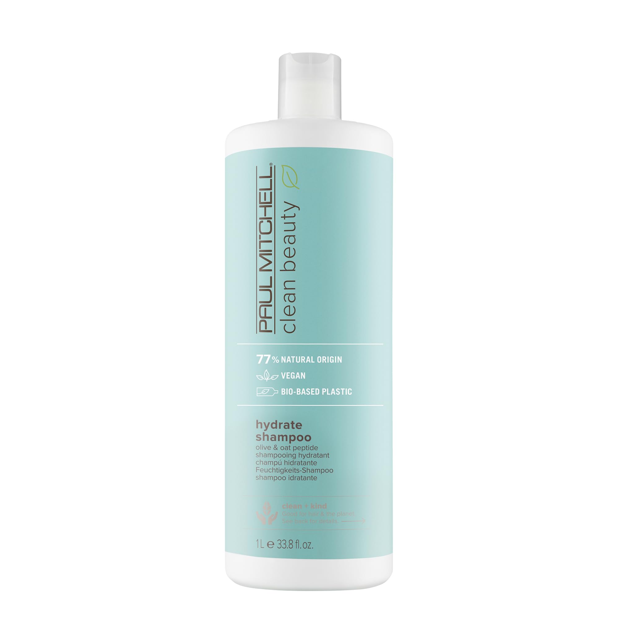 Paul Mitchell Hydrate Shampoo en botella muestra el producto y promete hidratación suave
