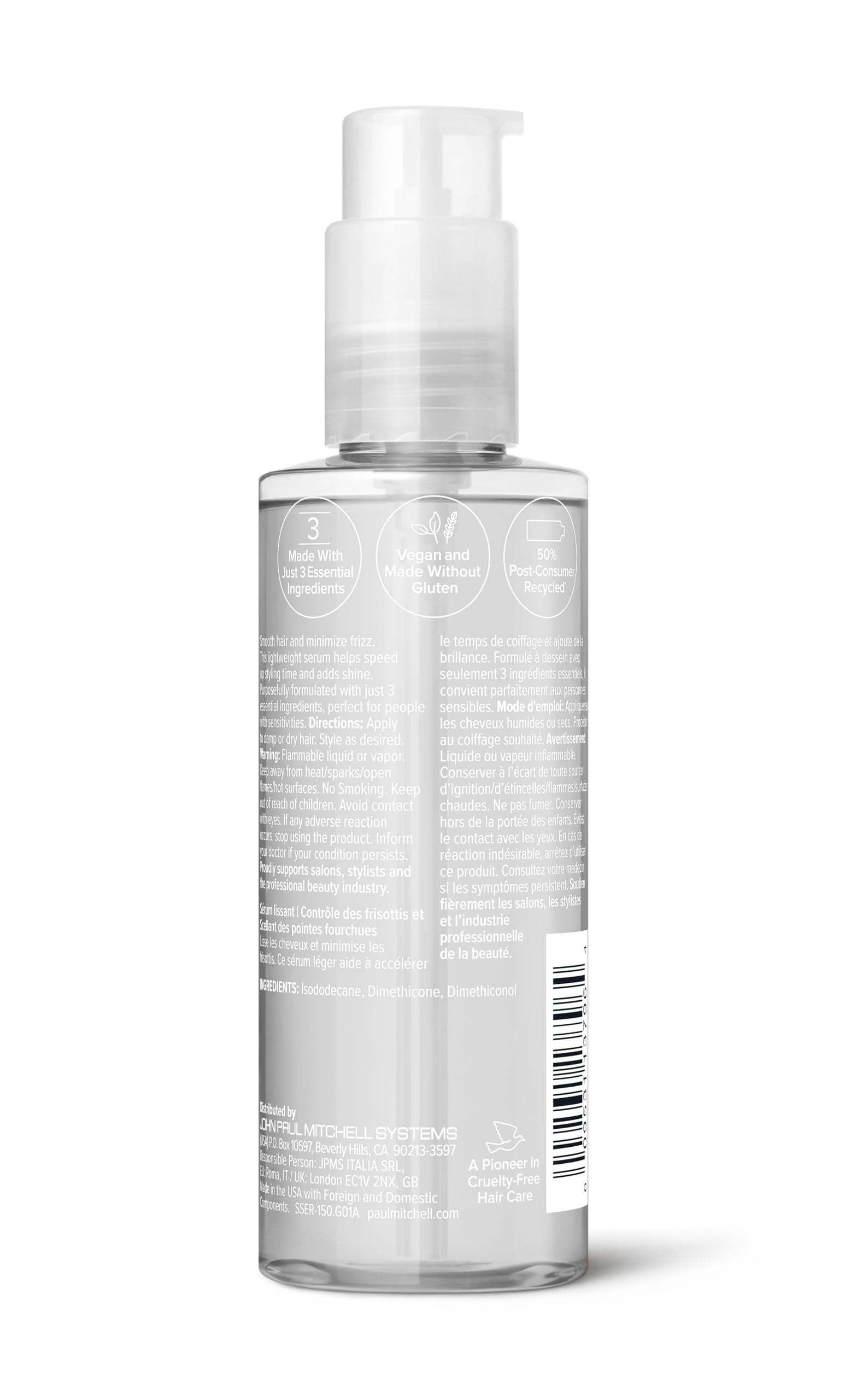 Paul Mitchell Clear Smoothing Serum, uso diario para cabello suave y manejable.