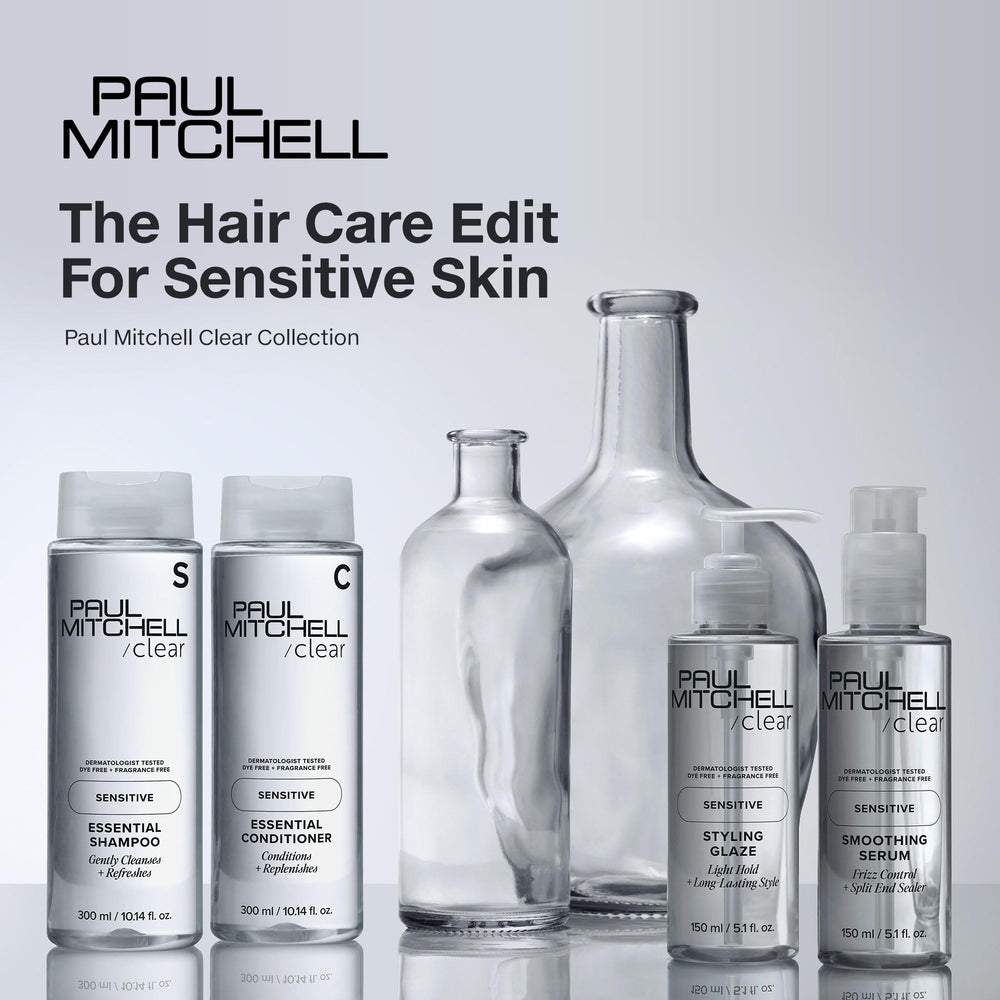 Paul Mitchell Clear Smoothing Serum, envase con PCR para menor impacto ambiental.