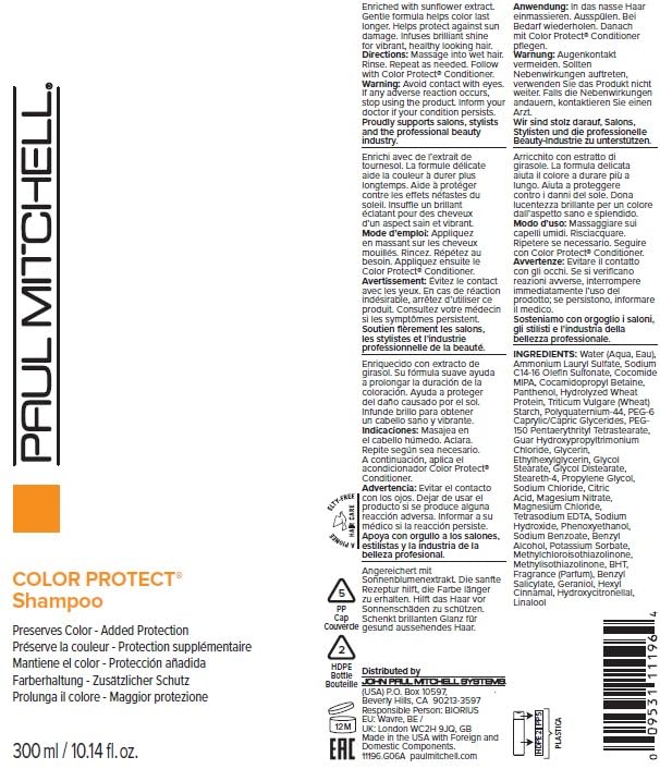 Fragancia cítrica fresca de Paul Mitchell Color Protect Shampoo para la experiencia de lavado.