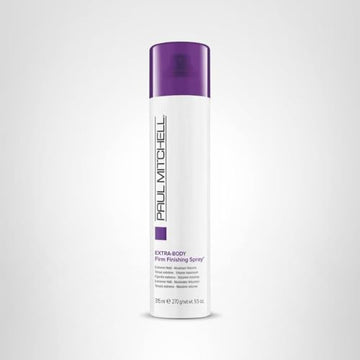 Aplicación diaria de Paul Mitchell Extra-Body Firm Hairspray para cuerpo y brillo.