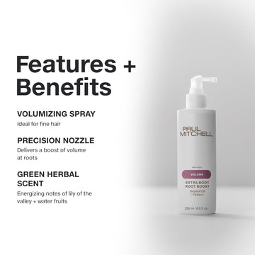 Paul Mitchell Extra-Body Root Boost, pelo fino con cuerpo suave.