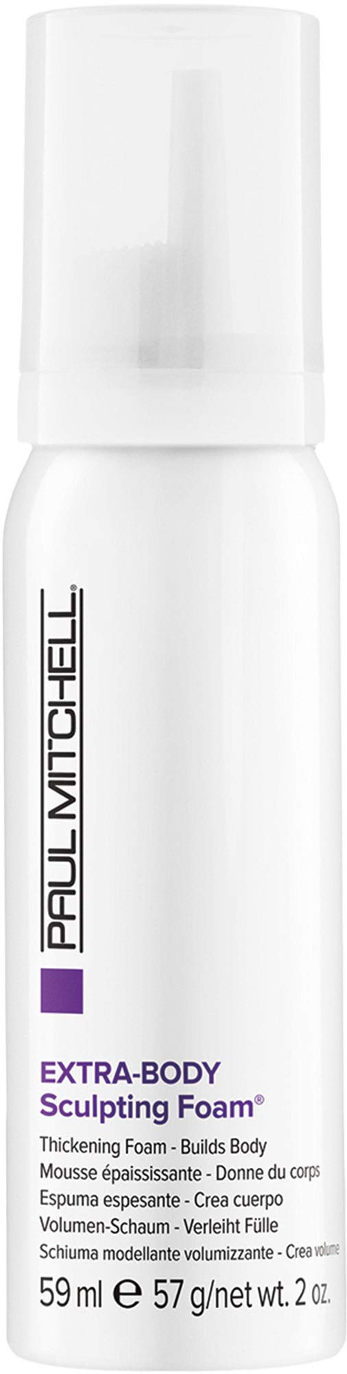 Espuma de Paul Mitchell Extra-Body Sculpting Foam, envase destacado para volumen y brillo.