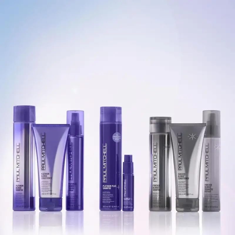 Paul Mitchell Forever Blonde, cabello rubio brillante y suave al tacto.