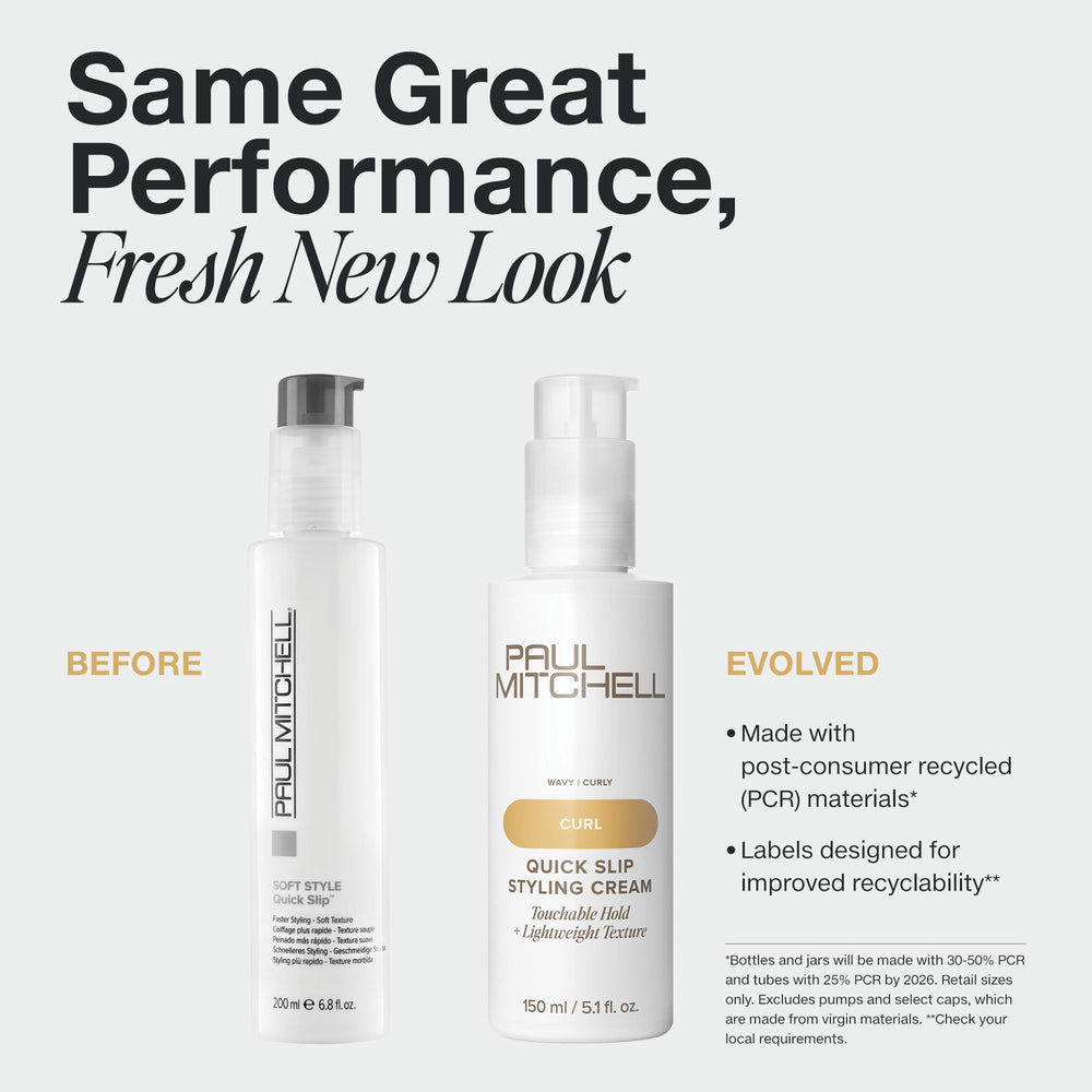 Paul Mitchell Quick Slip Cream, textura-suave para rizos y ondas flexibles.
