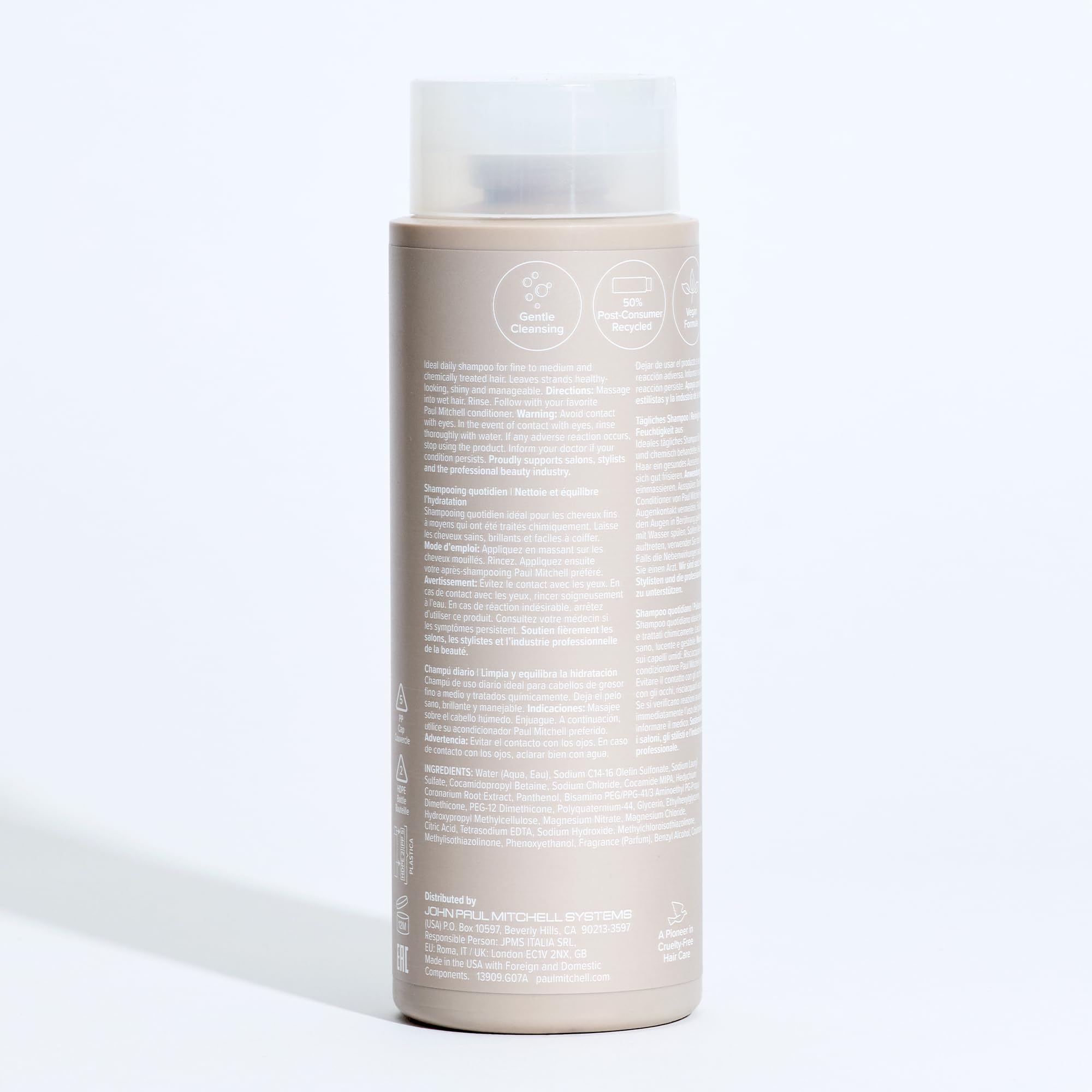 Paul Mitchell Shampoo One, ingredientes-suaves: fórmula delicada para uso diario.
