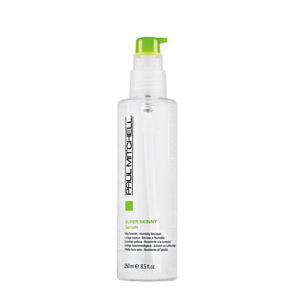 Paul Mitchell Suero Super Skinny en botella para cabello liso y sin frizz.
