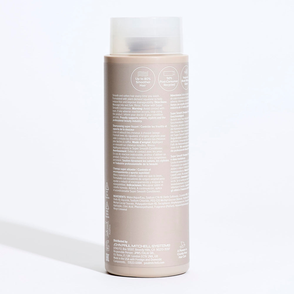 Uso diario recomendado de Paul Mitchell Super Smooth Shampoo para cabello suave