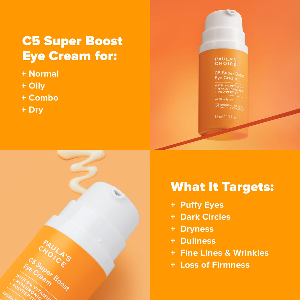 Paula's Choice C5 Eye Cream, texture légère, s’étale facilement autour des yeux.