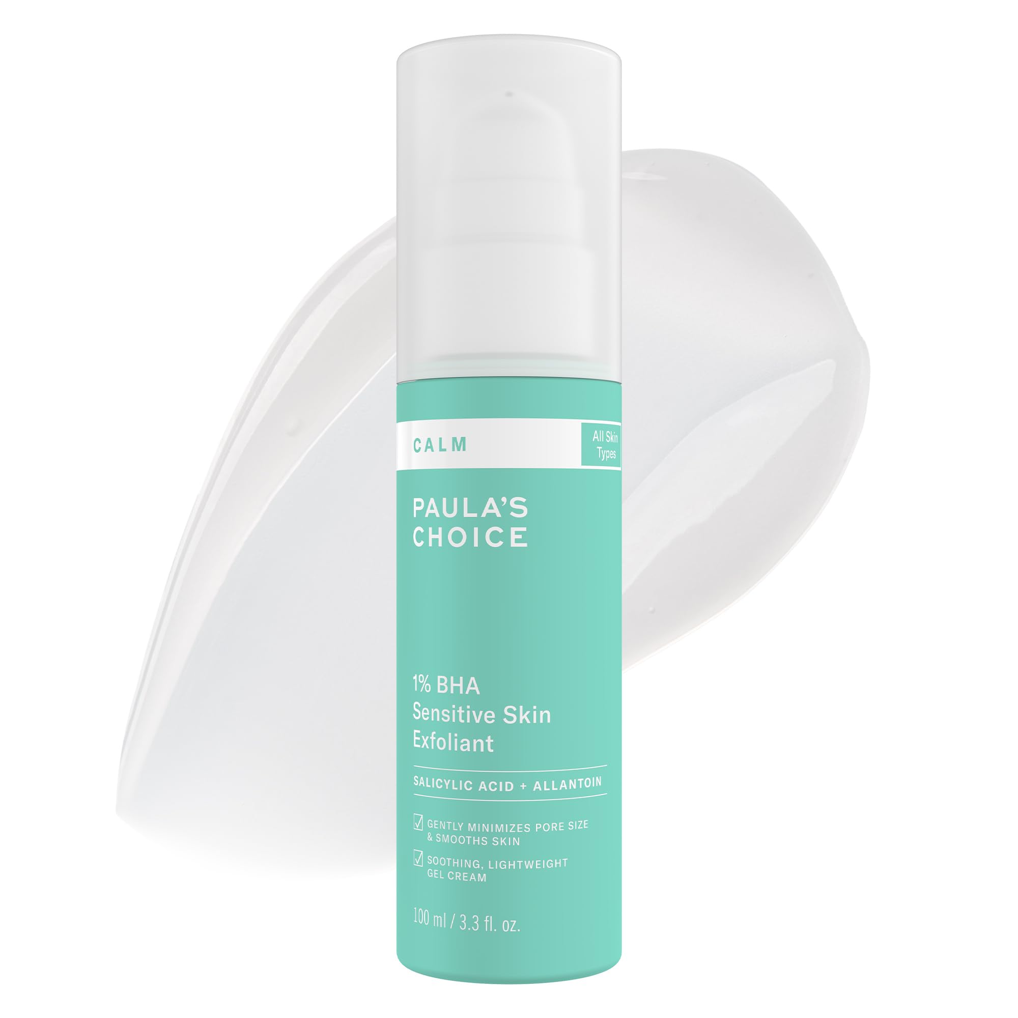 Paula's Choice CALM 1% Exfoliant liquide: flacon clair et sans parfum pour peau sensible.