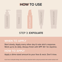Paola's Choice CALM 1% Exfoliant liquide: étiquette sans parfum pour routine sûre.