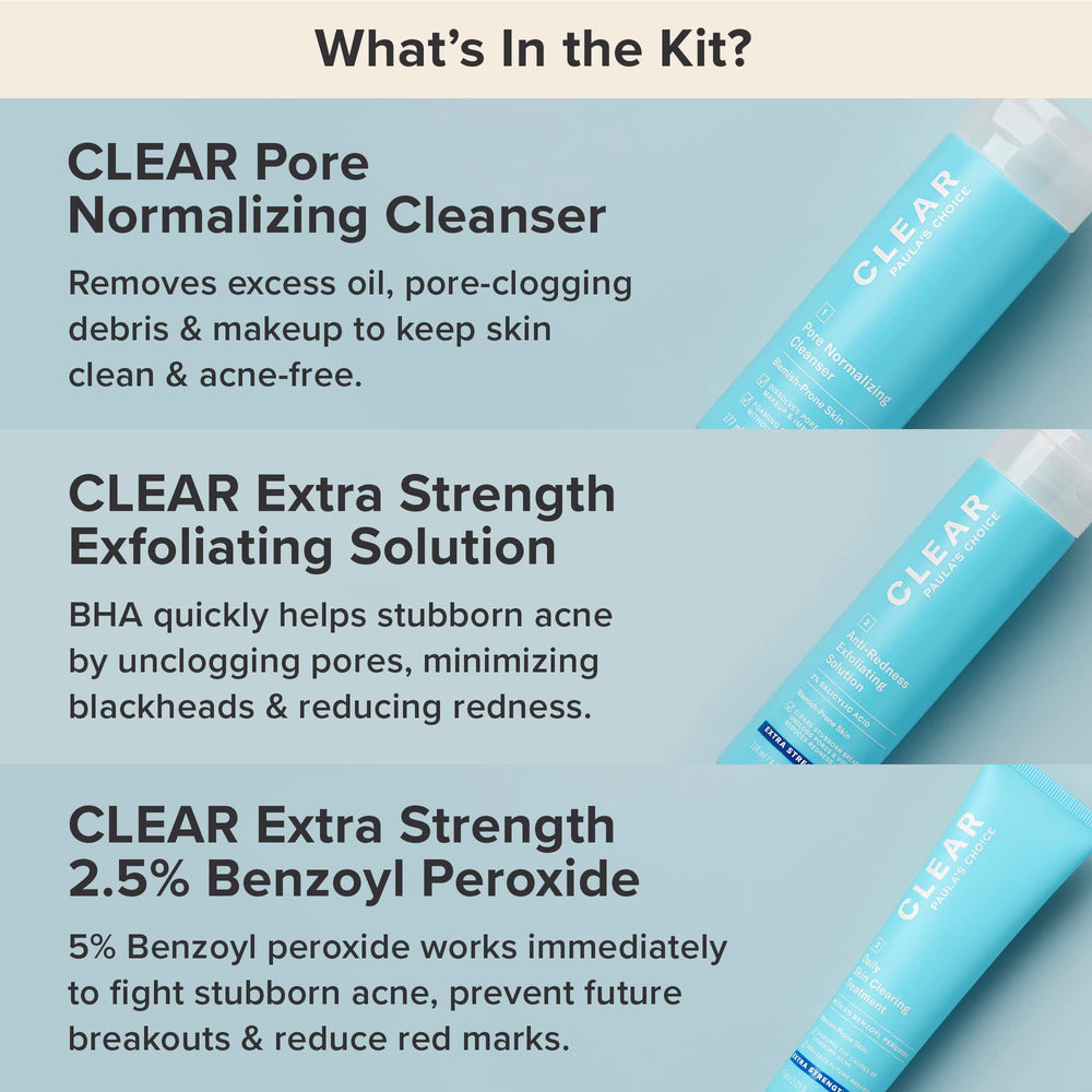 Paula's Choice Clear Extra Strength Acne Kit — traitement acide salicylique pour les imperfections.