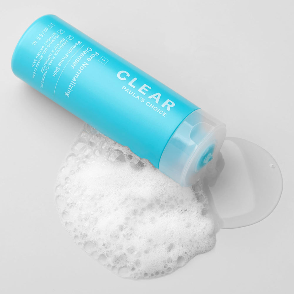 Fragrance-free cap and clean packaging on Paula's Choice cleanser.