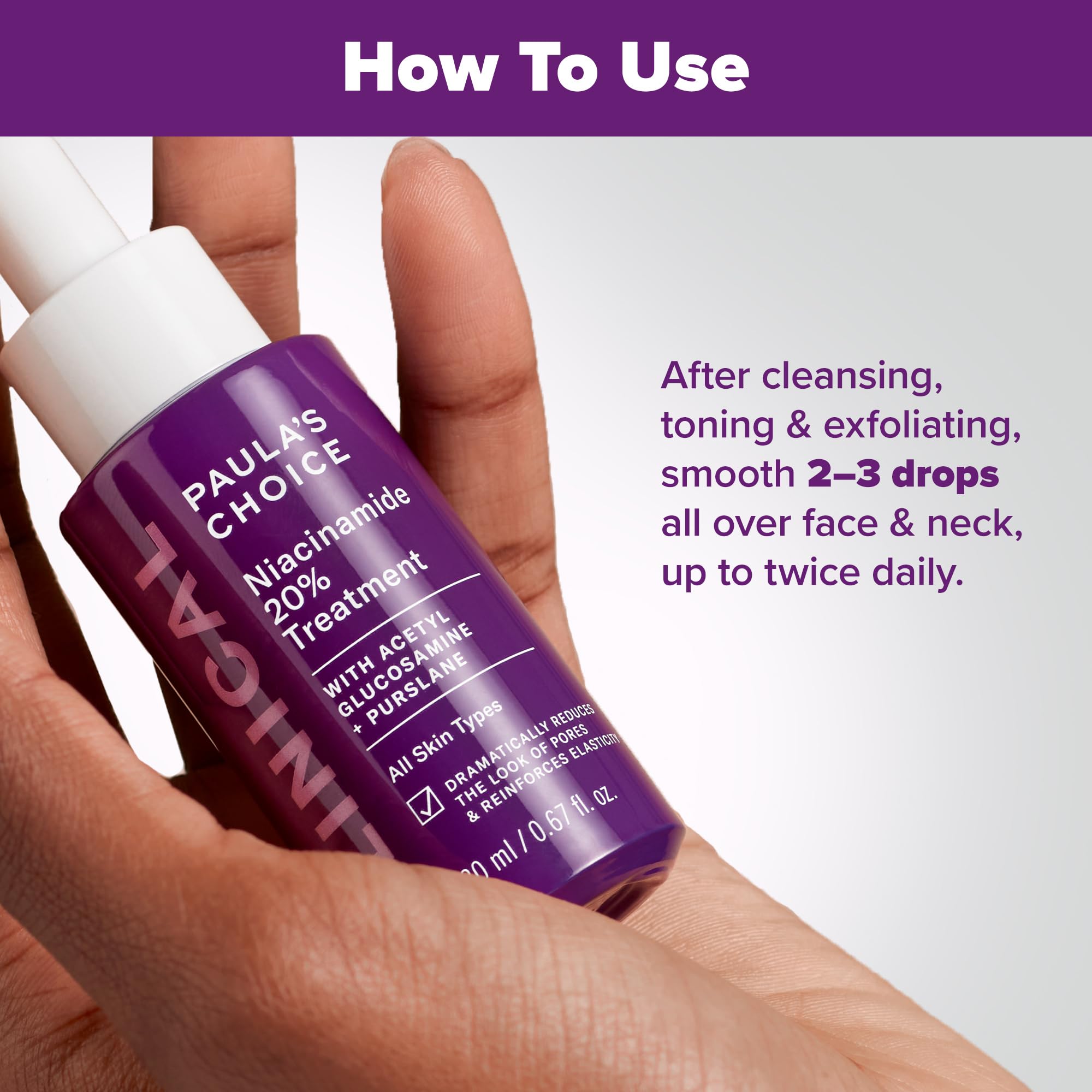 Paula's Choice Clinical 20% Niacinamida: gotero para dosificar el serum con precisión.