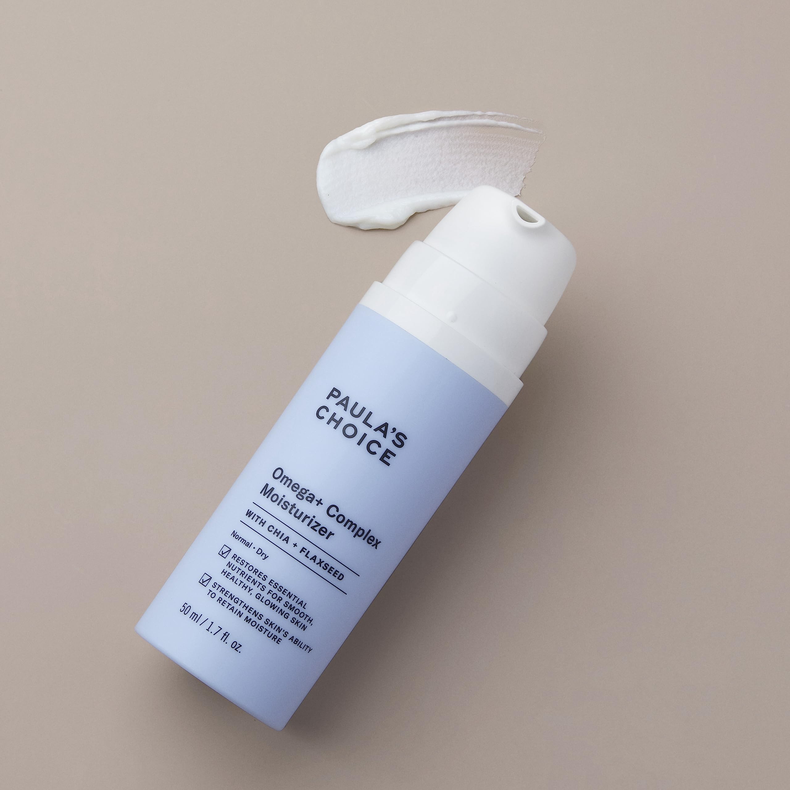 Paula's Choice Omega+ Complex – formulation sans parfum adaptée peaux sensibles.
